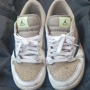 Travis Scott Jordan 1 Golf Womwn Shoes Tan 8.5 FZ 3124-200 Needs CLeaning